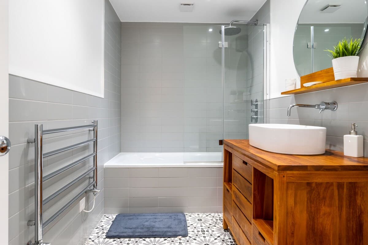 Modern bathroom with shower